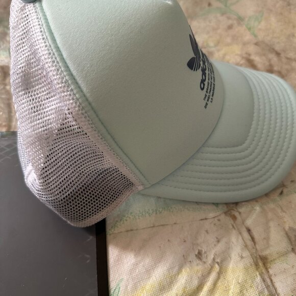 Adidas 3 Stripes Light Mint Green Trucker Snapback Hat - Picture 3 of 6